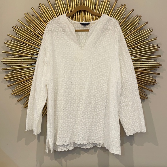 Lands' End White Lacey Blouse